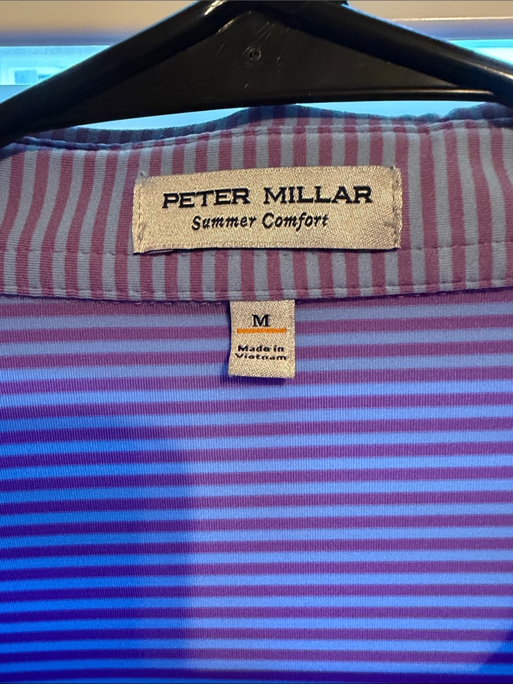 Peter Millar Scotty Cameron Tour Rat Men's Lavender Stripe Golf Polo Shirt - Picture 2 of 4